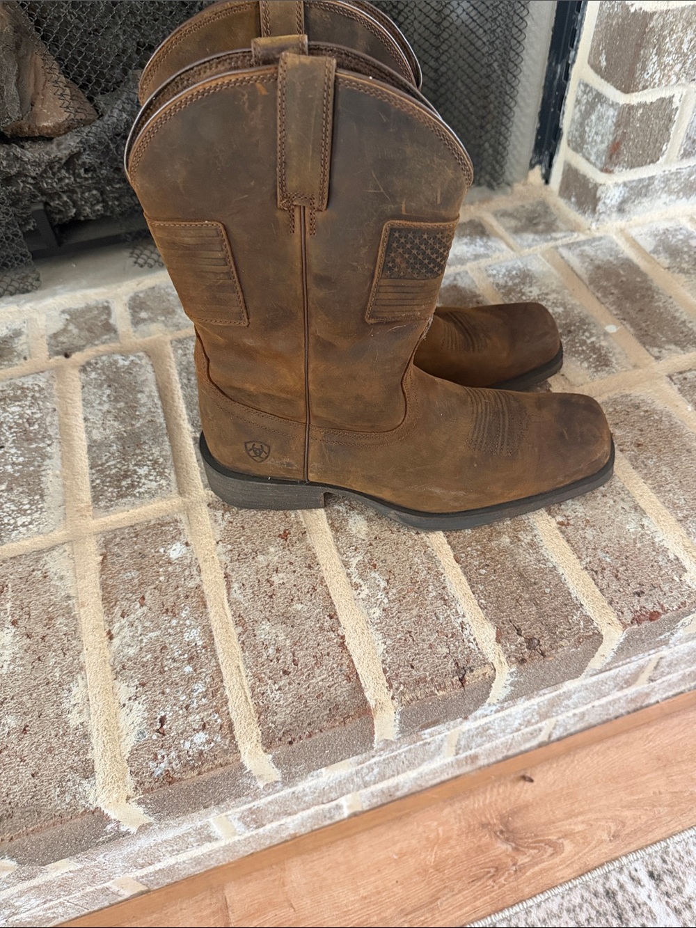 Ariat Brown Distressed Leather Western Work Boots